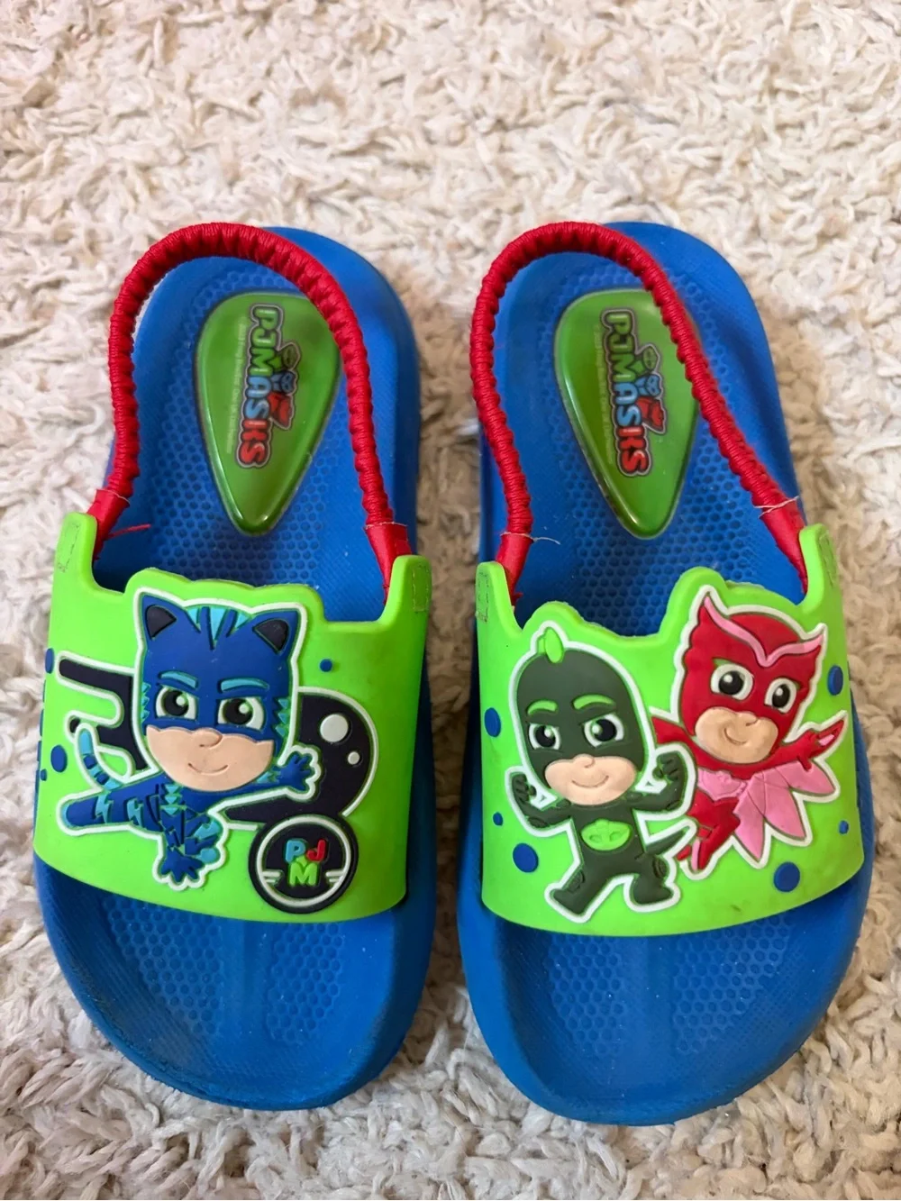 Kids' PJ Masks Green & Blue Slide Sandals
